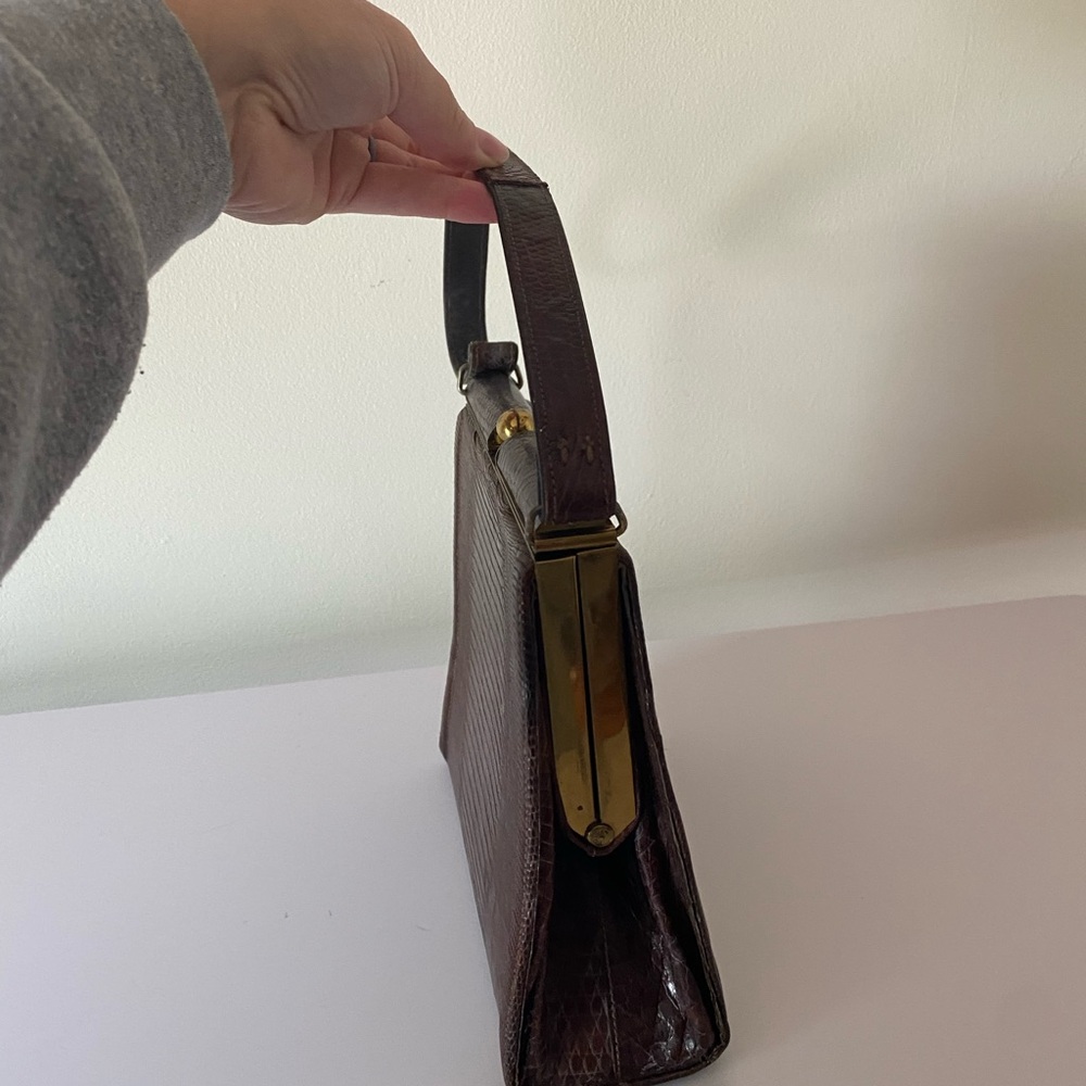 Vintage Brown Leather Handbag - Picture 4 of 6